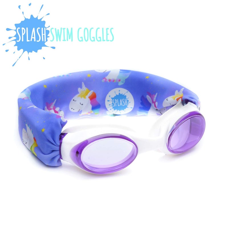 Splash Place KIDS SWIM GOGGLES with Fabric Strap - RAINBOW UNICORN | Fun, Fashionable, Comfortable - Tangle-Free, Swimming Goggles for Kids, Comfy Fabric Strap Goggles - Image 3